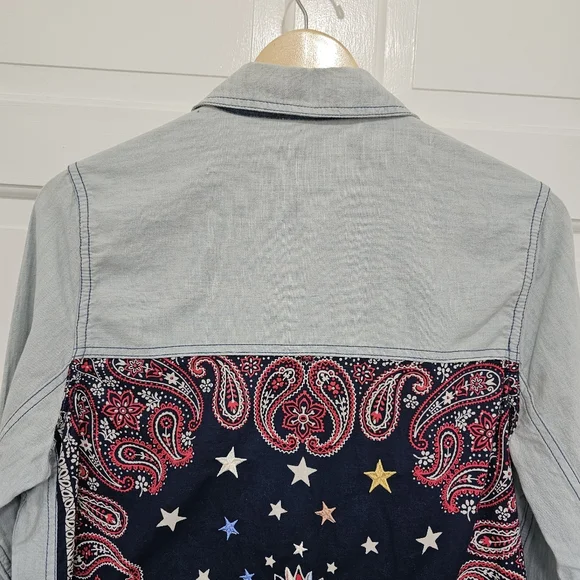 Free People Bandana Bandit Printed & Embroidered Button Down Size S - Picture 10 of 16